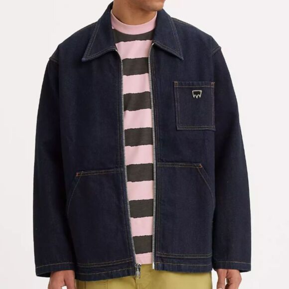 Levi's Skateboard Denim Garage Jacket Mens XL Work Chore NWT Dark Wash Jean Coat - Picture 6 of 10